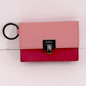 Botkier Two-Tone Pink and Red Keychain cardholder Wallet EUC